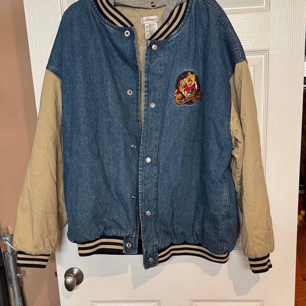Vintage Disney Embroidered Hooded Bomber Jacket